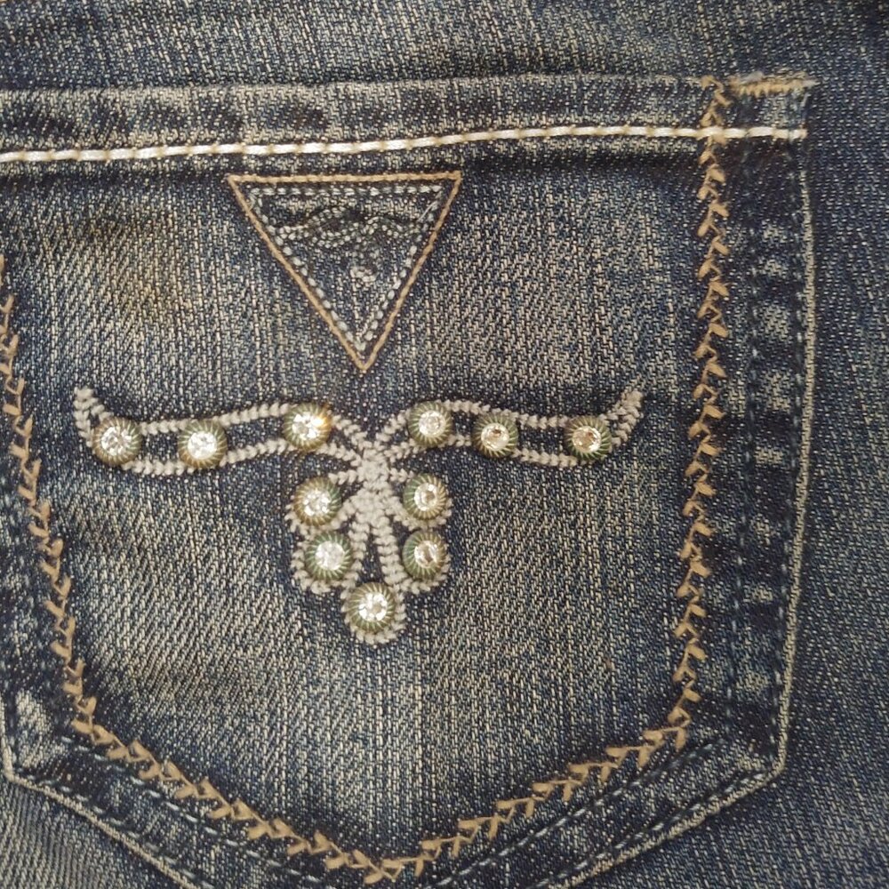 Vintage Guess Premium dark washed low rise flared jeans size 26 Made in USA - Picture 14 of 16